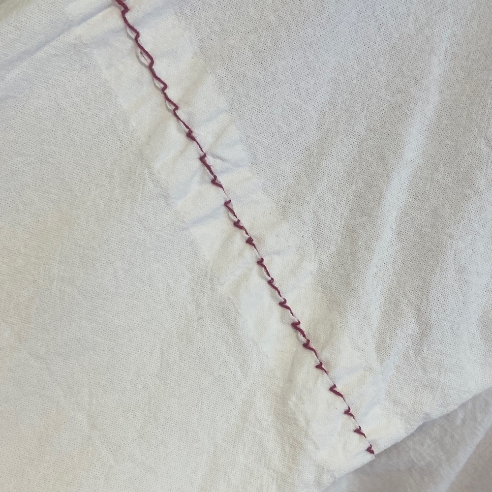 Hand Embroidered Red and White Women's Top - Picture 4 of 7